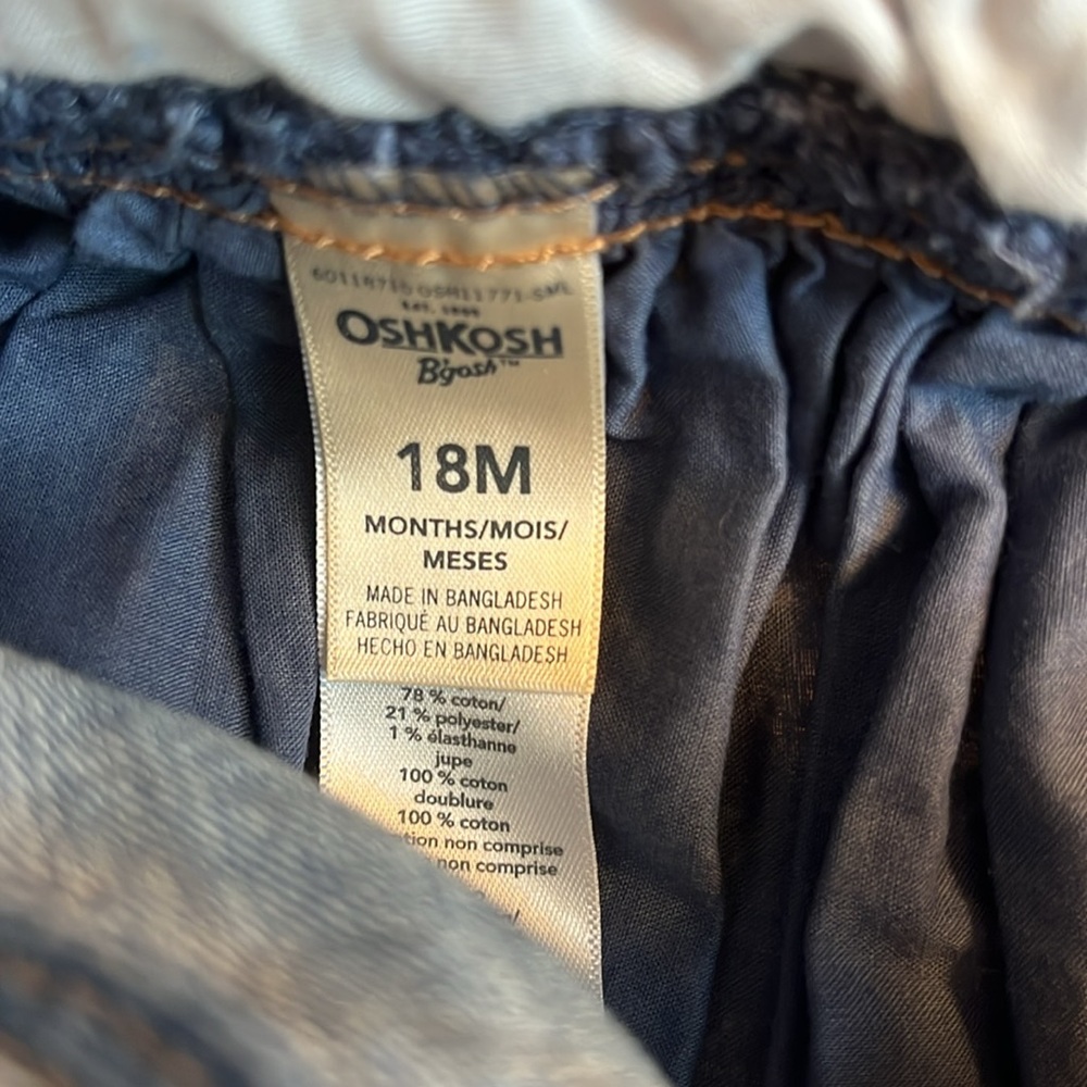 ⭐️⭐️PICK 5 / $20 OshKosh Toddler Girl Denim Overall Dress with Floral Design 18M - Picture 5 of 5